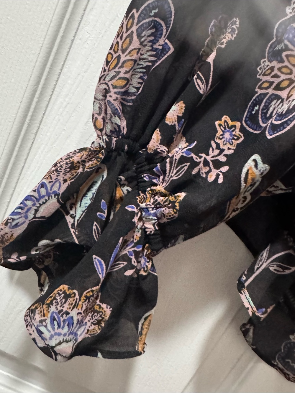 Olivaceous Black Floral Off-Shoulder Ruffle Blouse - Picture 2 of 5